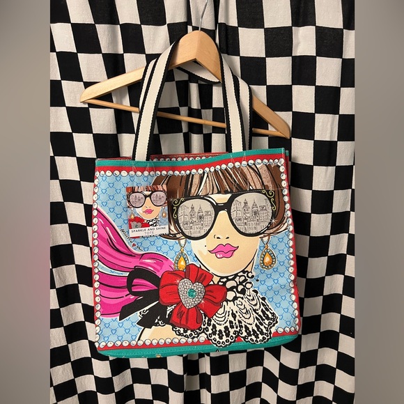 NWT Brighton Sparkle and Shine Tote Bag Canvas Glam Peace Love Shopping Carryall - Picture 3 of 10